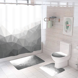 Ensemble de salle de bain 4 pièces écologique, imperméable, design moderne et luxueux, comprenant un rideau de douche, un tapis de bain et un tapis de douche en polyester - Product Image 5