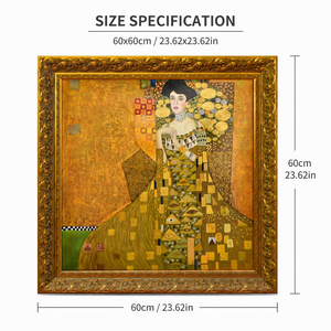Peinture à l'huile classique artisanale jaune <span class=keywords><strong>Gustav</strong></span> <span class=keywords><strong>Klimt</strong></span> Adele Bloch Bauer décorative avec cadre sur toile et feuille d'or - Product Image 2