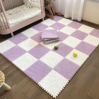 Tapis de sol en mousse emboîtable en peluche, tapis puzzle shaggy pour salon, chambre, décoration de chambre d'enfant