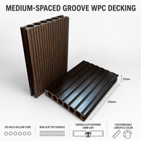 Planches de terrasse en composite WPC pour jardin et patio, modernes, extérieures, imperméables, antidérapantes, lisses, à clipser, longueur et couleur personnalisables, rainurées, pour extérieur