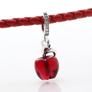 Encanto de moda europea y americana Nuevo colgante de manzana roja de cristal de Murano de plata S925 <span class=keywords><strong>con</strong></span> regalo de circón para niños - Product Image 1