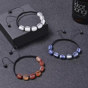 Pulsera clásica de piedra Irregular para mujeres y hombres, Tiger EyeCrystal, Yoga, joyería de energía curativa, pulsera trenzada con cuentas de <span class=keywords><strong>7</strong></span> <span class=keywords><strong>Chakras</strong></span> - Product Image 4