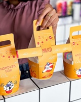 Boîte à emporter pour repas asiatiques, chinois, avec logo personnalisé, jetable, biodégradable, écologique, pour wok, riz, nouilles, restauration rapide