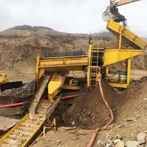 Maquinaria de lavado de oro, separador de Mineral de equipo de minería de oro móvil, planta de lavado por gravedad con caja de granizado