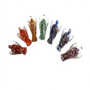 7 Chakras Anges Orgone Artisanat en Pierres Précieuses Pierre Naturelle Sculptée Style Feng Shui Pierre Semi-Précieuse Gujarat pour Reiki - Product Image 1