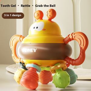 Cartone animato giocattolo per bambini con Design a ape tre in uno molari di plastica morbida sonaglio a mano e colla per denti a sfera Set per dentizione - Product Image 2