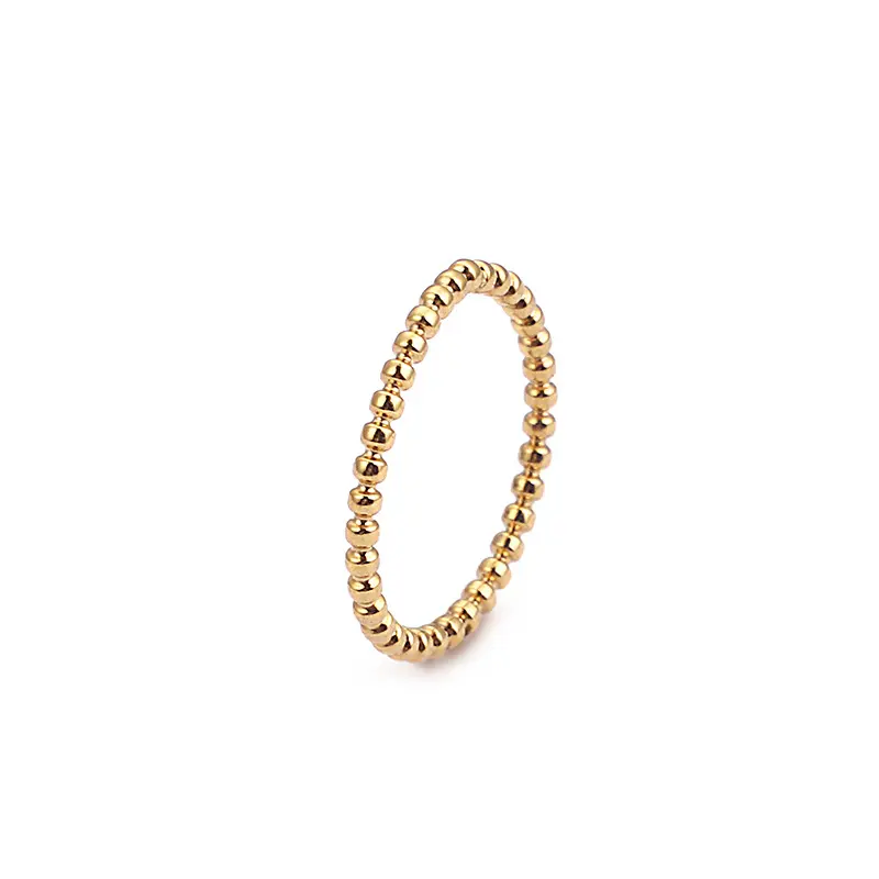 Real U Jewelry Custom Bohemian Rings for Women Wholesale Stainless Steel Slim Ball Boho Jewelry Rings 18K Gold Plated Midi Rings