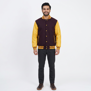 Customized Logo Printing Wholesale 100% Cotton Varsity <b>Jackets</b> Breathable Stand Full Sleeves Winter College <b>Baseball</b> <b>Jacket</b> <b>Men</b> - Product Image 1
