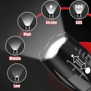 Lampe torche LED tactique de camping super lumineuse 1000 lumens avec <span class=keywords><strong>zoom</strong></span>, en alliage d'aluminium, rechargeable au lithium, indice IP65, longue portée - Product Image 2