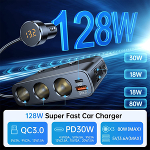 Alimentez 7 appareils simultanément avec un chargeur de voiture 7 en 1 de 127 W, câble d'extension de 1 m, 3 interrupteurs individuels pour une charge rapide - Product Image 6
