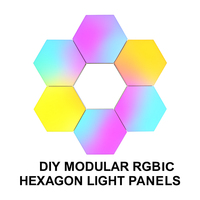 Panneaux lumineux LED modulaires hexagonaux RGBIC à commande à distance par application intelligente, forme nid d'abeille, lumières de jeu pour la décoration de la pièce