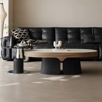 Table basse ovale en marbre et bois de style Bauhaus moderne italien de luxe, combinaison Creative Cloud pour salon et appartement