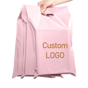 Sacs en polyéthylène givrés pour <span class=keywords><strong>emballage</strong></span>, pochettes postales, boîtes cadeaux, grands sacs postaux avec poignée, sacs de coursier roses - Product Image 1