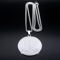 Collier Pendentif Symbole Veve Voodoo Ogou Feray en Acier Inoxydable, Amulette Occulte Vodou Lwa Loa, Bijou Chaîne