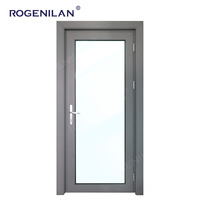 Puerta de Entrada de Vidrio de Doble Capa de Estilo Moderno Personalizada Rogenilan, Puerta Abatible con Marco de Aluminio para Uso Interior en Hogares