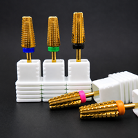 Forets de fraisage pour ongles en acier au tungstène doré 5 en 1 à double utilisation manuelle, carbure multifonctionnel à haute dureté pour une utilisation longue durée