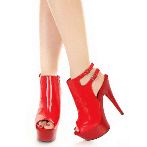 Sexy Fetish Red leaky toe Bride 15cm Party Retro pole dance Queen high heels model show platform striptease shoes large sandals