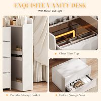 Coiffeuse moderne 3-en-1 avec miroir rabattable, éclairage et rangement, et LED réglable