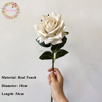 Bunga Mawar Latex Artificial Real Touch Mewah Warna Ivory White untuk Dekorasi Acara Pernikahan