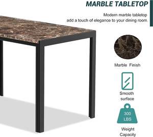 ชุดโต๊ะและเก้าอี้หนัง5ชิ้นลายหินอ่อนคลาสสิกสำหรับคาเฟ่ห้องครัวชุดโต๊ะอาหารสุดหรูเก้าอี้4ตัว - Product Image 2