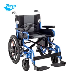 批发便携式电动轮椅残疾人护理可折叠铝轻质电动折叠轮椅