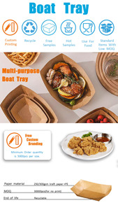 Bandeja Rectangular Desechable de Papel Kraft Marrón para Servir Alimentos, Ideal para Nachos, <span class=keywords><strong>Tacos</strong></span>, BBQ, Papas Fritas, para Restaurantes y Servicios de Catering - Product Image 6