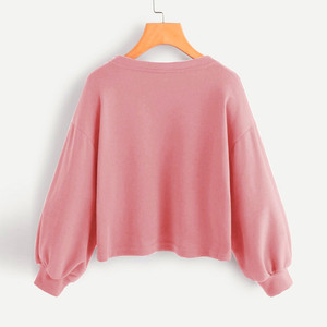 Felpa Casual da Donna con Scollo a V e Maniche a Lanterna, Nuova Collezione di Pullover con Cappuccio <span class=keywords><strong>alla</strong></span> <span class=keywords><strong>Moda</strong></span> <span class=keywords><strong>per</strong></span> <span class=keywords><strong>Ragazze</strong></span> - Product Image 3