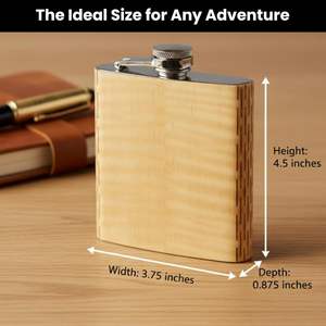 Gourde plate moderne personnalisée en bambou et acier inoxydable de 6 oz pour le voyage et le camping - Product Image 6