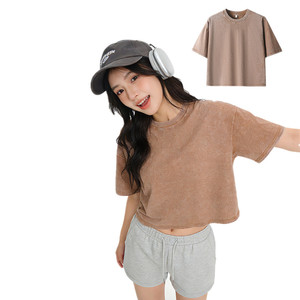 Vente en gros Printemps-Été Tissu tricoté 100% Coton 240 g/m² effet vieilli vintage, Logo personnalisé, Couleurs personnalisées, Respirant, Séchage rapide - Product Image 5
