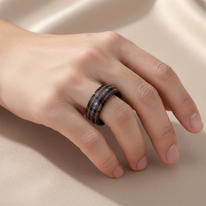 Bague en carbure de tungstène 8 mm style INS avec incrustation bois et <span class=keywords><strong>opale</strong></span>, ajustement confortable, pour hommes et femmes, cadeau de mariage - Grande Vente - Product Image 3