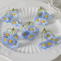 Kepala Bunga Daisy Mini Buatan dari Kain Sutra, Bunga Chamomile untuk Aksesoris Rambut DIY, Buket Pernikahan & Dekorasi Rumah