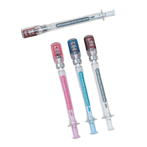 Penna Creativa Coreana per Studenti, Design a Siringa, Punta 0.38mm, Inchiostro Blu/Rosa Gel, Penna Neutra in Plastica - Product Image 2