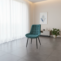 Chaise de salle à manger moderne en velours coloré de haute qualité avec dossier haut et pieds en métal pour restaurant, vente en gros