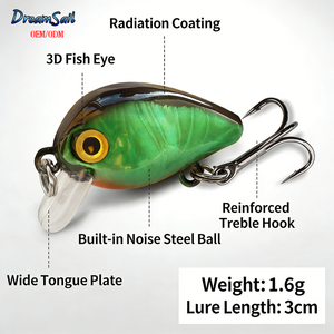 Vente en gros de leurres de pêche artificiels en plastique dur flottants de 3 cm 1,6 g Mini Crankbait pour la pêche au black-bass et à la truite - Product Image 4