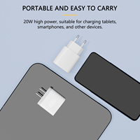 Chargeur mural USB-C PD 20W à charge rapide, normes US, UE, UK, avec sortie 5V/3A pour ordinateur portable, téléphone portable, montre connectée, outil électrique, appareil photo