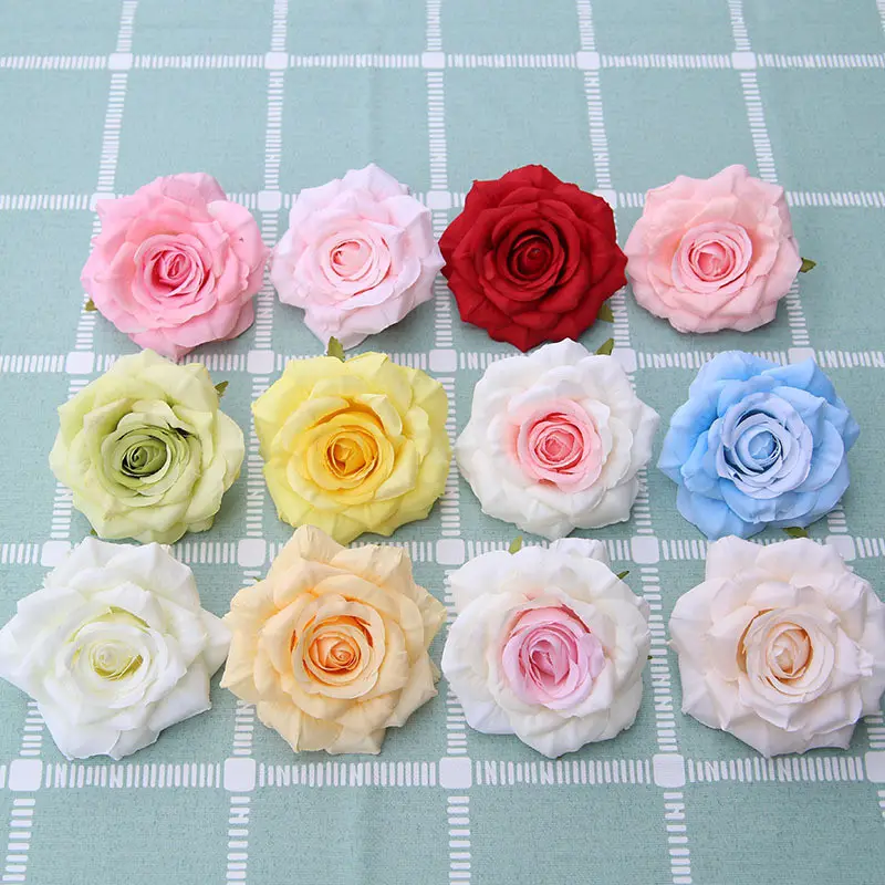फैक्टरी थोक DIY 9cm रेशम केक फूल कृत्रिम गुलाब सिर <span class=keywords><strong>शादी</strong></span> के लिए