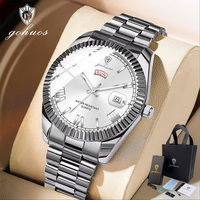 Ensemble de montres de luxe personnalisées Gohuos 58832 8832, étanches, avec aiguilles lumineuses, calendrier, bracelet en acier inoxydable, montre-bracelet à quartz pour homme