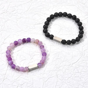 Bracciale Personalizzato <span class=keywords><strong>Lanson</strong></span> in Acciaio Inox con Perle di Pietra Vulcanica e Turchese Bianco, Regalo per Coppie - Product Image 3