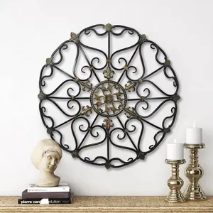 Luxury Round Metal Wall Art Rustic Home Decor With Ornate Pattern,Metal Scroll Hanging Art Decor Wall Decor