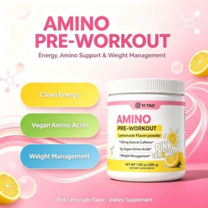 Amino Pre-Entrenamiento en Polvo Sabor Limonada Rosa 125mg Cafeína Natural Aminoácidos Veganos Impulso de Energía Control de Peso Dietético - Product Image 2