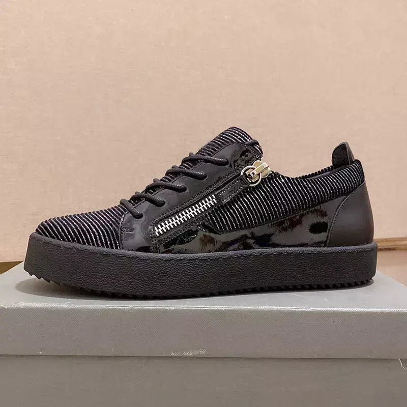 Scarpe da uomo di lusso di alta qualità in vera pelle scarpe basse alla moda con cerniera Design comodo fondo piatto spesso Casual