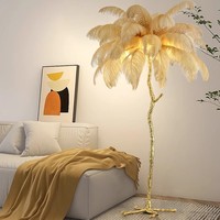 Chambre Vibe Corner Rgb Luxe Moderne Nordique Led Debout Arc Arbres Lumière pour La Maison Plume D'autruche Lampadaire