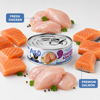Alimentation humide pour chats riche en protéines en conserve 85g, service OEM ODM, saveur poulet entièrement naturelle, vente en gros