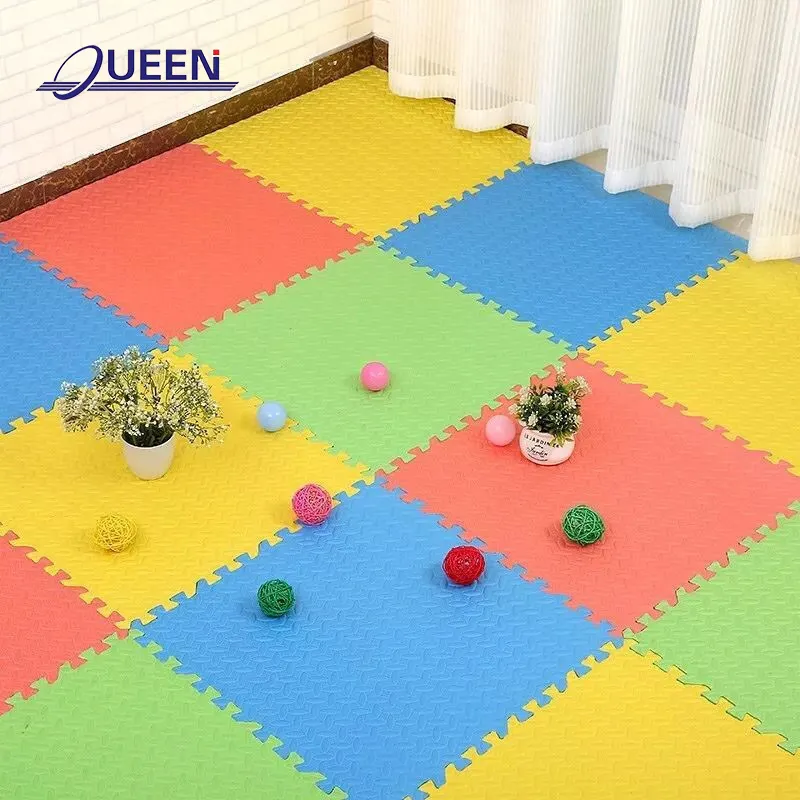 Linyiqueen tapete de chão de espuma 60x60, espuma colorida intertravamento bebê engatinhando impermeável, tapete de chão intertravamento de espuma
