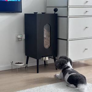 लकड़ी की बड़ी क्षमता नमी-प्रूफ पालतू जानवरों और कुत्तों के लिए-सार्वभौमिक अनाज भंडारण बाल्टी काला - Product Image 4