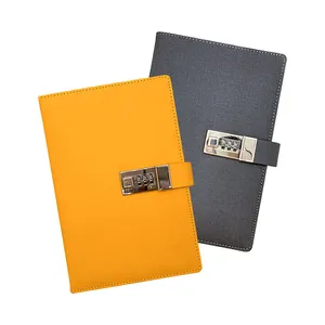 2023 Gecodeerde Slot Zuivel Hardcover Notebook Aanpassen Planner Agenda A5 Lederen Notebook Op Maat