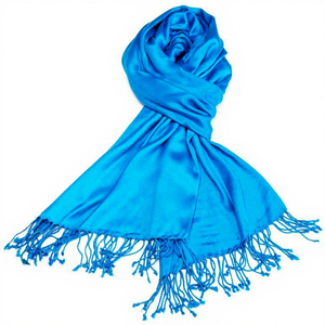 Châles et écharpes en pashmina d'extérieur, mi-longs, chauds, élégants, en viscose satinée brillante, douce et soyeuse, avec pompons de couleur personnalisée - Product Image 1