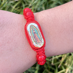 Cuentas acrílicas hechas a mano, para regalo y rezos, pulseras <span class=keywords><strong>de</strong></span> madera tejida a mano <span class=keywords><strong>de</strong></span> San Judas y Virgen María, <span class=keywords><strong>lectura</strong></span> <span class=keywords><strong>de</strong></span> ancianos, Jesús - Product Image 3
