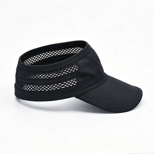 Visière de sport noire en maille à bord incurvé avec logo, respirante et réglable, pour activités de plein air, course à pied, tennis, unisexe - Product Image 6
