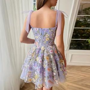 Nuevo Vestido Glamuroso para Mujer con Bordado de Flores, Vestido Mini sin Tirantes - Product Image 3